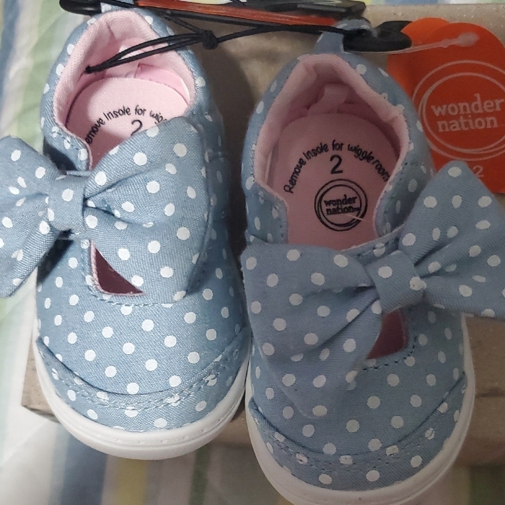 Wonder Nation Pink and Blue Kids Sneakers - Picture 2 of 6